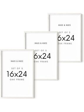 Set of 3 Modern White Oak Frames - Stylish 16x24 Wall Decor for Home